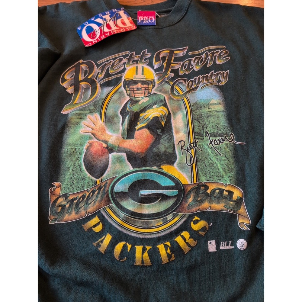 Vntg Brett Favre Green Bay Packers Pro Threads Crewneck Sweatshirt‎ Men's 4X NWT